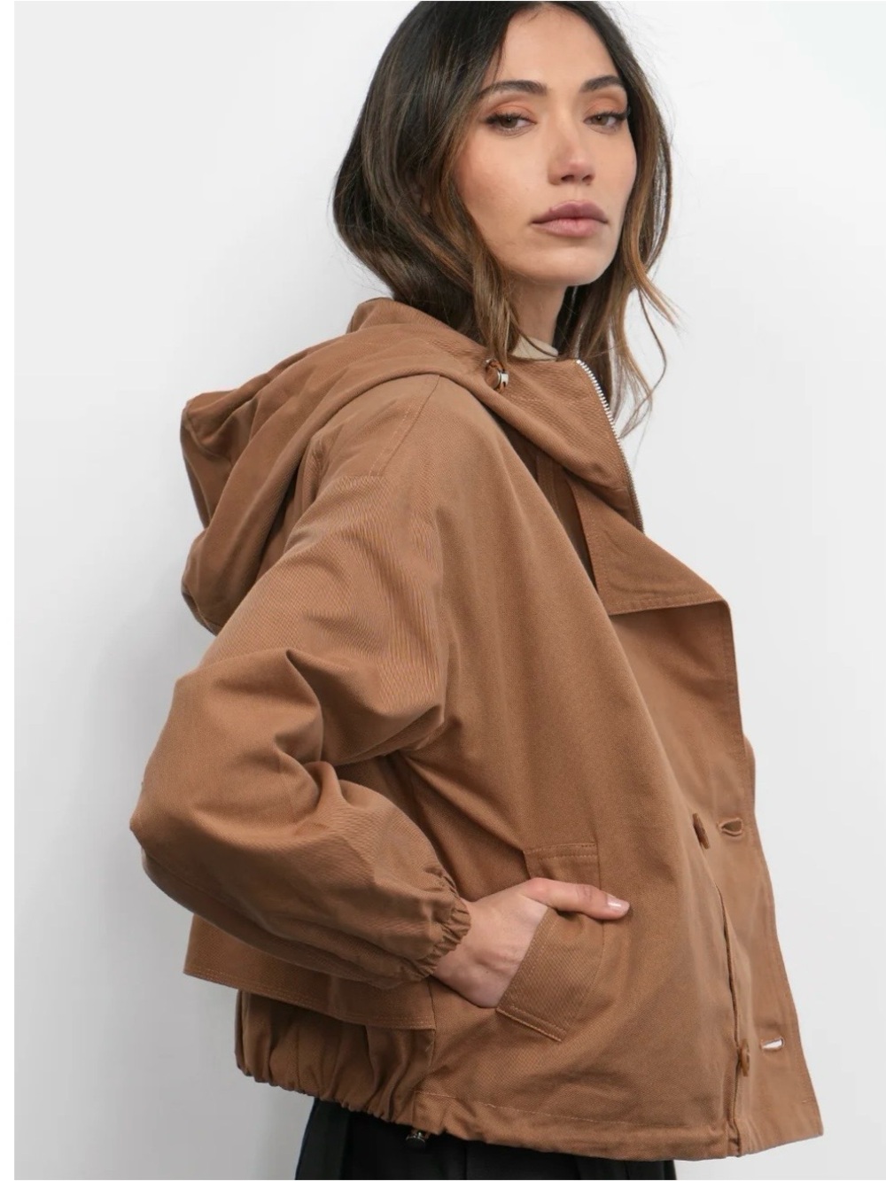 Anthropologie Greylin Felix Funnel Neck Hoodie Twill Jacket SZ S M loosefit  NEW